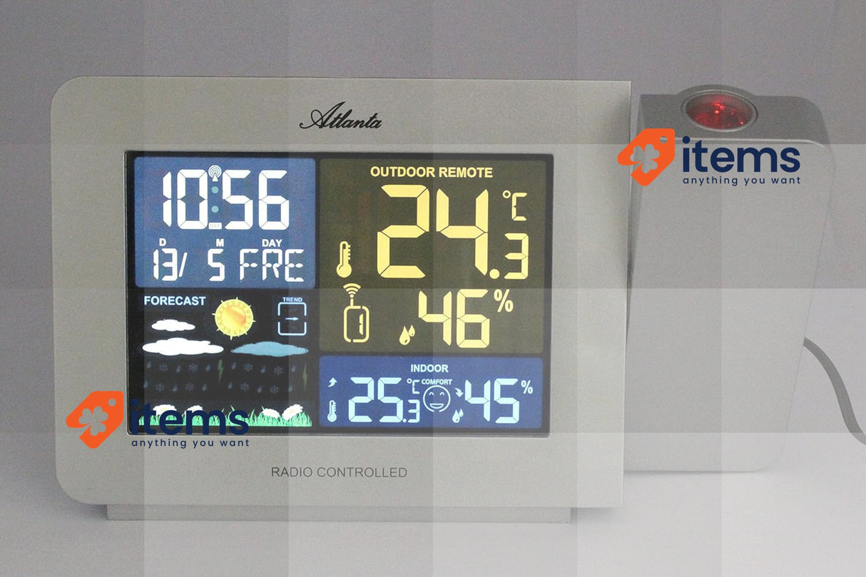 Atlanta Alarm Clock Silver <p>Digital radio alarm clock with projection of the