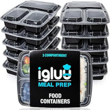 Igluu Meal Prep 3 Compartment BPA Free Reusable Meal Prep Containers 32 oz