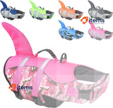 CITÉTOILE Dog Jackets Pink Camo Shark Life Jacket Buoyancy Aid Handle Reflective