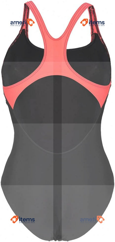 ARENA Women s Swim Pro Back Graphic Swimsuit, Black-Fluo Red, Size 36UK, 40EU