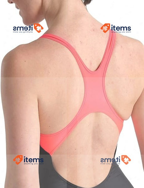 ARENA Women s Swim Pro Back Graphic Swimsuit, Black-Fluo Red, Size 36UK, 40EU