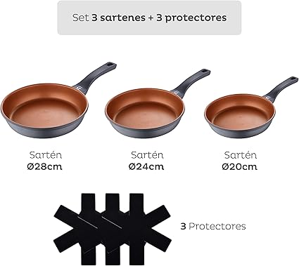 San Ignacio Bronze | Frying Pan Set | 3-Piece Set Black