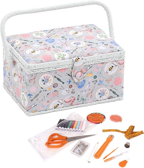 Hobby Gift Filled Sewing Box Homemade, 18.5 x 25.5 x 14.5cm