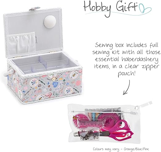 Hobby Gift Filled Sewing Box Homemade, 18.5 x 25.5 x 14.5cm