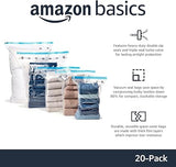 Amazon Basics Vacuum Compression Zipper Storage Bags with Hand Pump, 20 Count