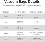 Amazon Basics Vacuum Compression Zipper Storage Bags with Hand Pump, 20 Count