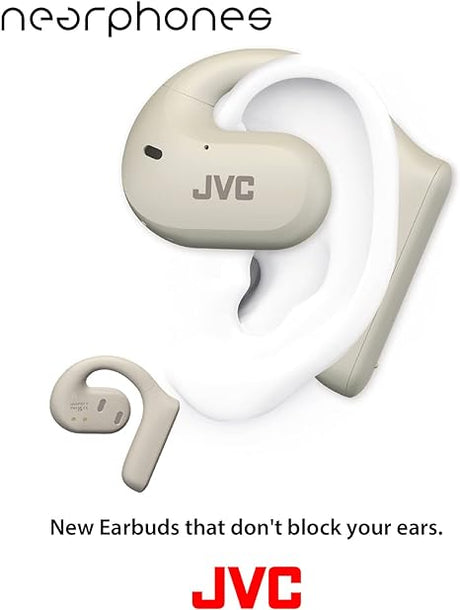 JVC Nearphones HA-NP35T-W True Wireless Earbuds, Open Ear Design White