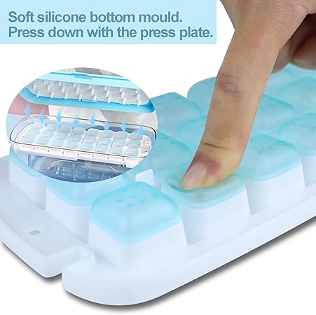 Ice Food Silicone Stamp, with Cover, Release All Cubetti in a Second White