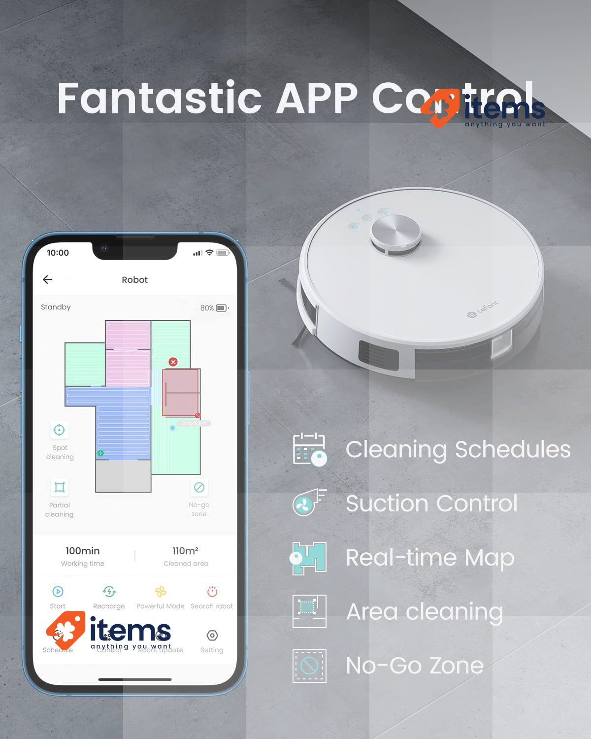 Lefant M1 Robot Vacuum Cleaner with Wiping Function Mop Robot White