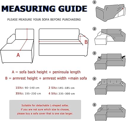 Lydevo Sofa Cover L Shape Stretch Corner 2+3，White line