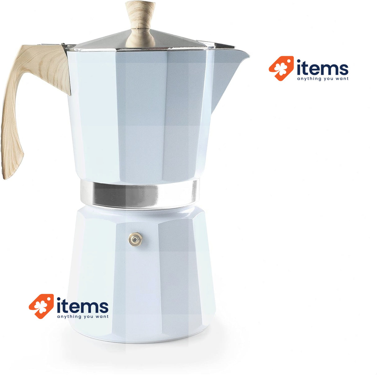 IBILI Tuscany Express Moka Pot, 6 Cups, 300 ml, Cast Aluminium, Light Blue