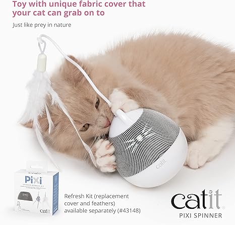 Catit PIXI Spinner Electronic Cat Toy, White and Blue