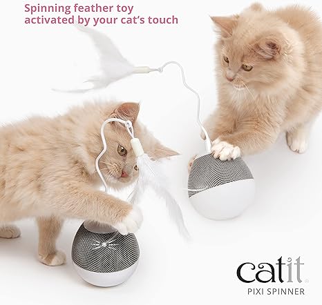 Catit PIXI Spinner Electronic Cat Toy, White and Blue