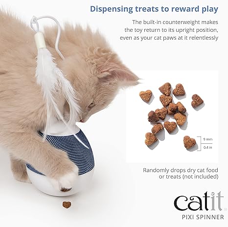 Catit PIXI Spinner Electronic Cat Toy, White and Blue