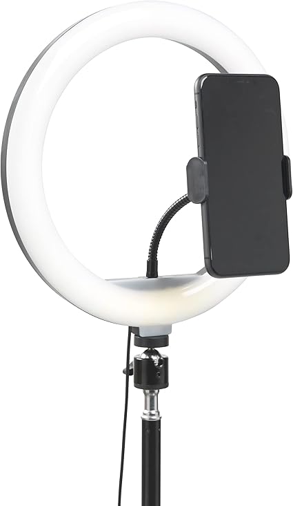 Intempo EE7222BLKSTKEU7 Selfie Light Stand, 26 cm Ring Light With 3 Modes