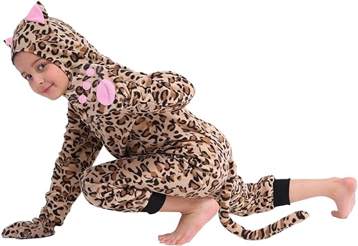 Sincere Party Fleece Cheetah Onesie Costume Halloween Leopard Costume for Kids