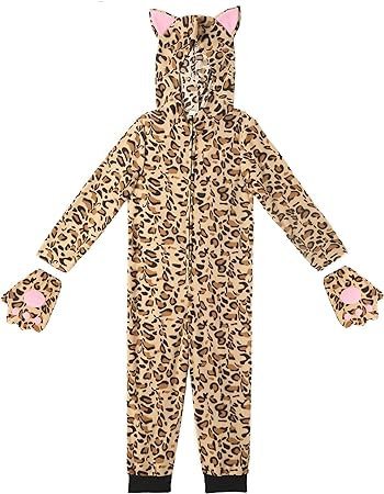 Sincere Party Fleece Cheetah Onesie Costume Halloween Leopard Costume for Kids