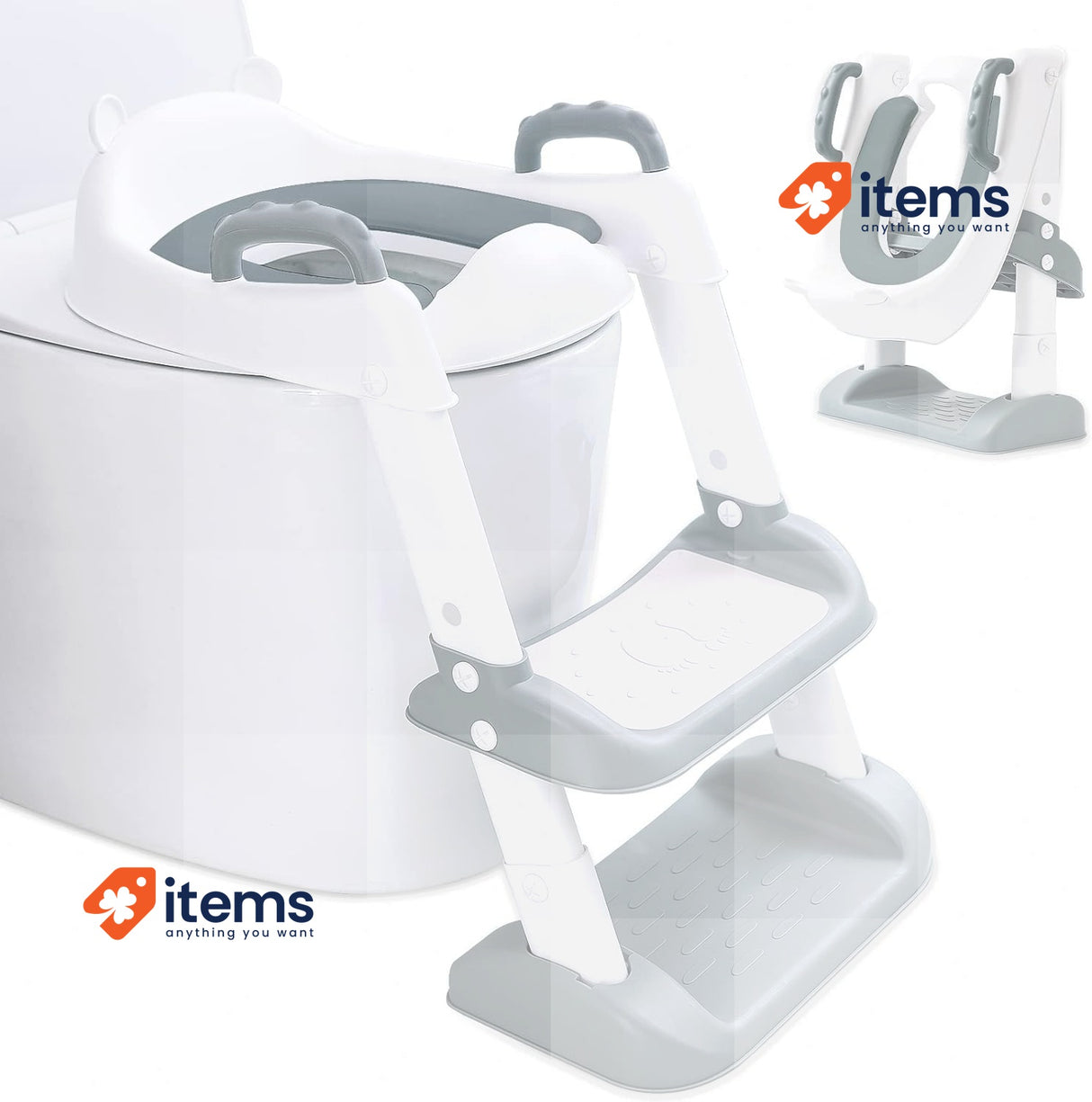 MULEVIP Children's Toilet Seat White Stairs Height-Adjustable