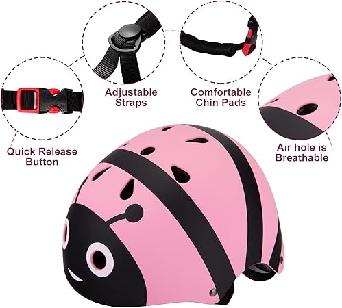 LZDMY Children s Adjustable Cycling Helmet Breathable Protection Pink