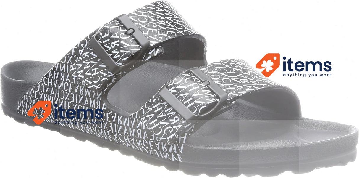 Armani Exchange Men's Allover Logo Pool Slide Sandal S526, Size 10.5 UK (44 EU)