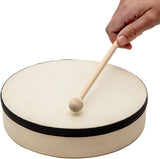 World Rhythm HD-6-BK Hand Drum - Beater Included - Authentic Goatskin Head