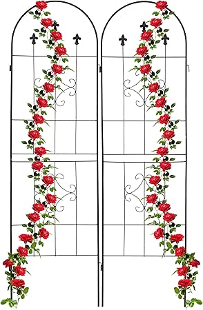 Relaxdays Garden Trellis Set of 2 180 x 50 cm Metal Support for Climbing Plants