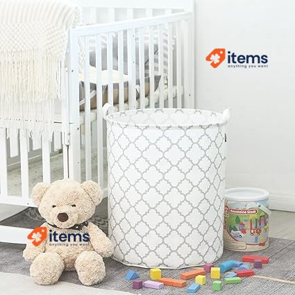Sea Team 19.7in Cotton Fabric Folding Laundry Hamper Bucket/Basket, Waterproof