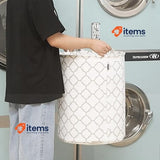 Sea Team 19.7in Cotton Fabric Folding Laundry Hamper Bucket/Basket, Waterproof