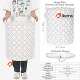 Sea Team 19.7in Cotton Fabric Folding Laundry Hamper Bucket/Basket, Waterproof