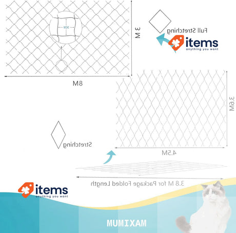 NieKilig Protective Balcony Net No Drilling 8x3m Transparent Cat Protective Net