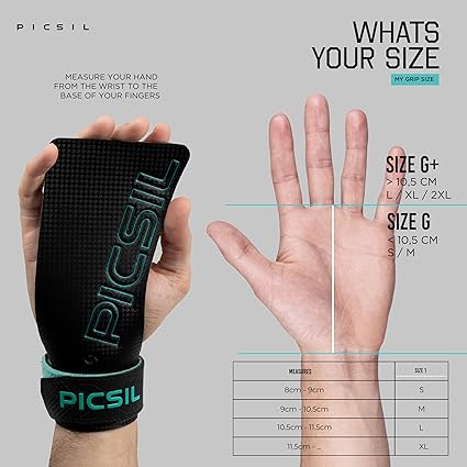 PICSIL Falcon Grips, Tough & Resistant Workout Grips Unisex Black