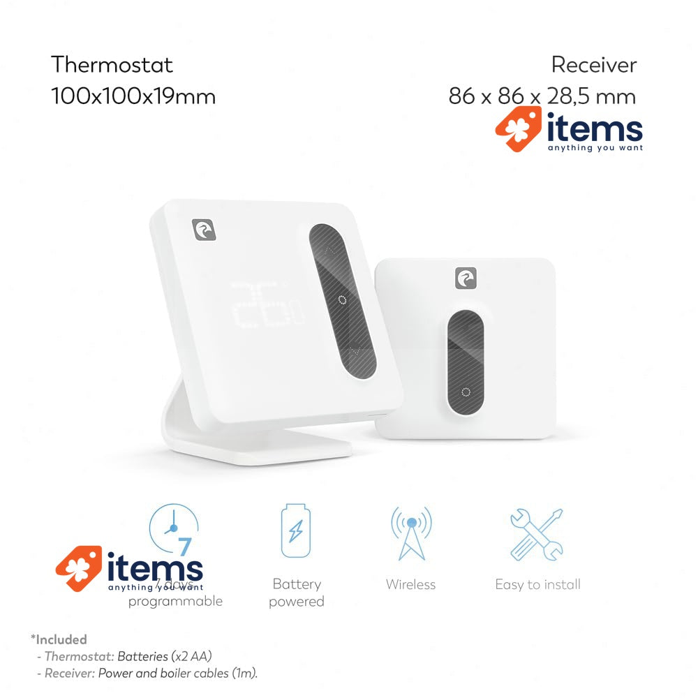Garza Smart Wi-Fi Thermostat for Boiler & Heater with Adapter White, 100x100x19