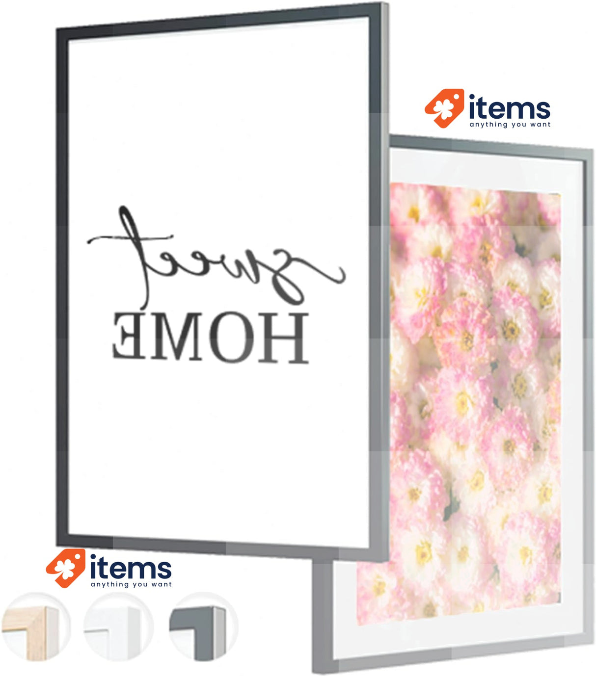 edihome A3 Picture Frame 2 Units, 29.7 x 42 cm, Wood & Acrylic Sheet, Black