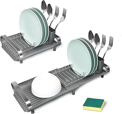 PLANETA CASA Dish Drying Rack – Folding Stainless Steel Dish Rack Drainer