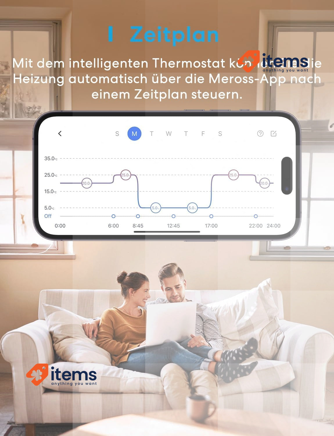 Meross WiFi Smart Thermostat for Boilers, Wall Heating Thermostat