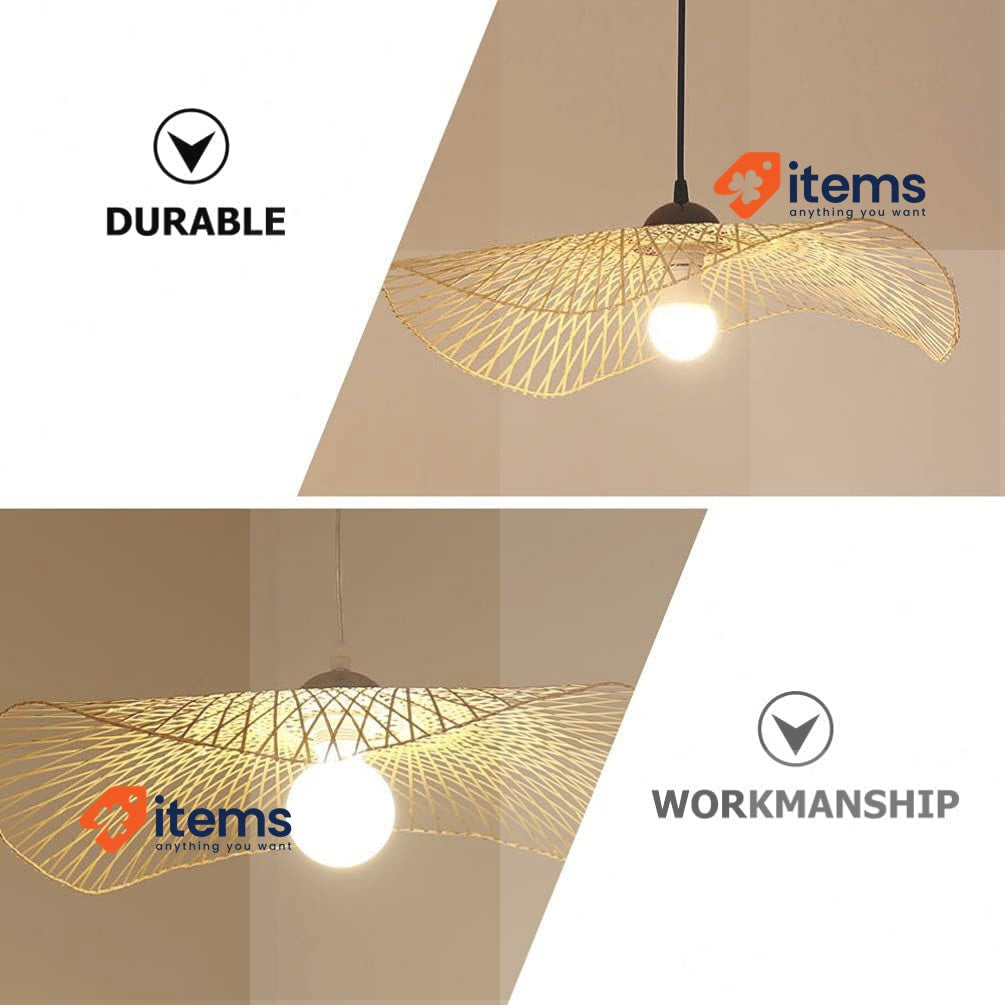 OSALADI Pendant Light Boho Rattan Pendant Lamps Hand Woven Natural