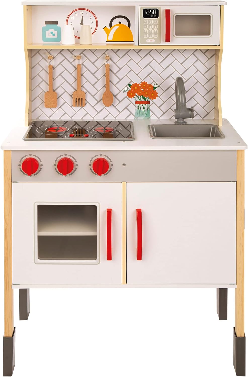 WOOMAX 49549 Toy Kitchen with Light and Sound with Ceramic Hob and Cooker Hood