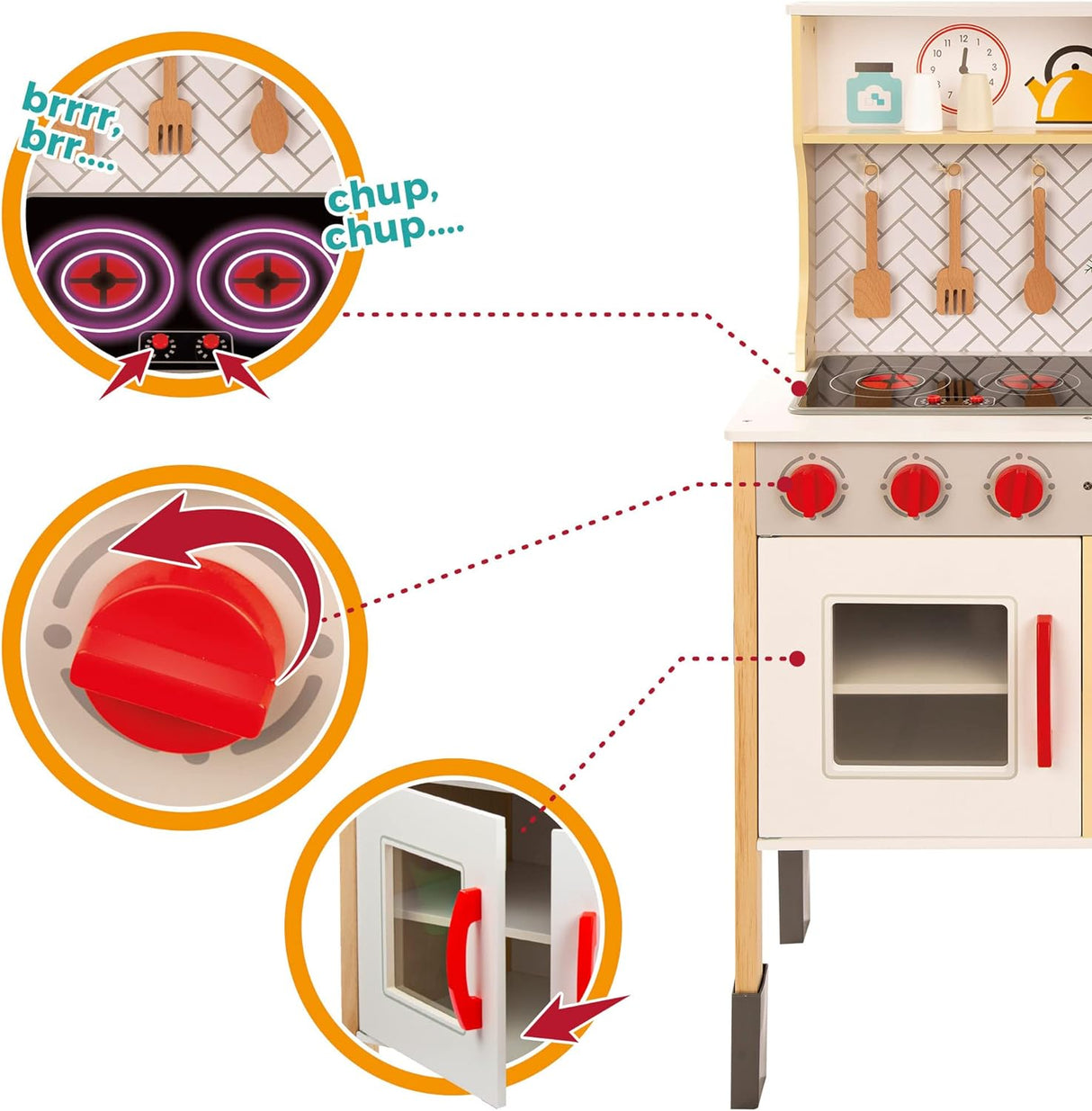 WOOMAX 49549 Toy Kitchen with Light and Sound with Ceramic Hob and Cooker Hood