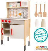 WOOMAX 49549 Toy Kitchen with Light and Sound with Ceramic Hob and Cooker Hood