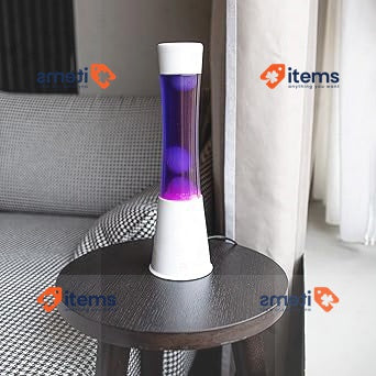 "FISURA - Purple and White Lava Lamp" White Base, Purple Liquid and White Spare