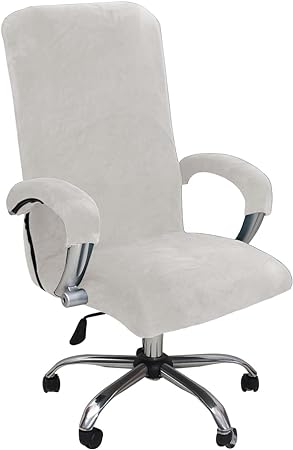 LIFEDX Velvet Plush Office Chair Cover with Armrest XL