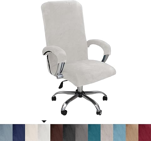 LIFEDX Velvet Plush Office Chair Cover with Armrest XL