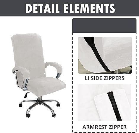 LIFEDX Velvet Plush Office Chair Cover with Armrest XL