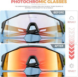 KAPVOE Photochromic Self-Tinting Cycling Glasses TR90 Frames for Men Women