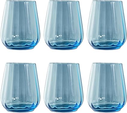 Livellara Milano Tumbler 400 ml Glass, Set of 6 Turquoise