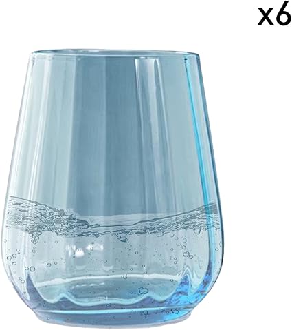 Livellara Milano Tumbler 400 ml Glass, Set of 6 Turquoise