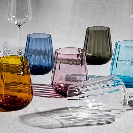 Livellara Milano Tumbler 400 ml Glass, Set of 6 Turquoise