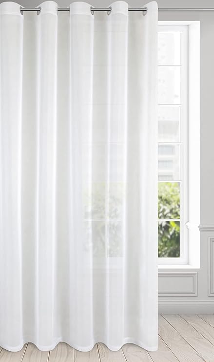 Eurofirany LUCY Voile Curtain, Sheer Curtain with Rufflette Tape White