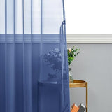 JIUZHEN Voile Curtain Scarves for Living Room Bedroom Set of 2 Navy Blue