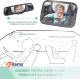 Vinabo 360° Baby Car Mirror - Shatterproof Rear Seat Mirror, Big Essentials View